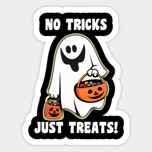 No Tricks Just Treats Funny Halloween Ghost Sticker